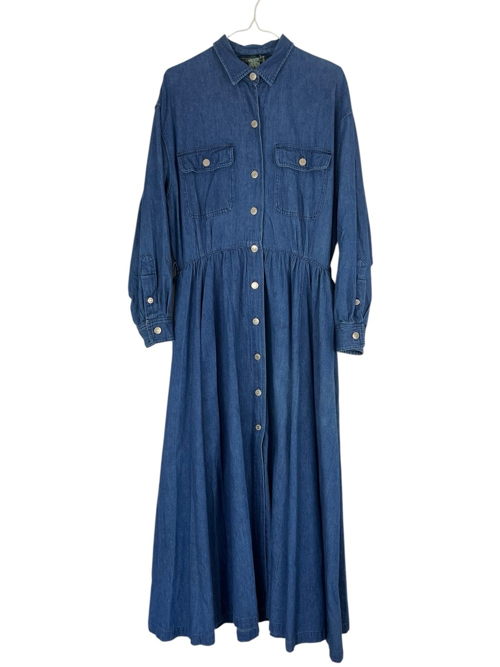 Vintage Ralph Lauren Country Button Front Long Sleeve Denim Maxi DressSize 10